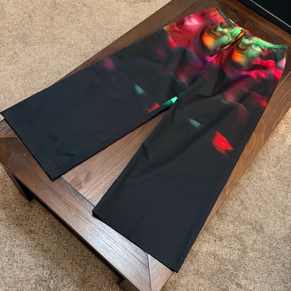 Dries Van Noten Wide Leg Pants Neon Light Print - Picture 9 of 14